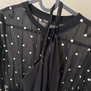 Long pleated dress rivoli embroidered